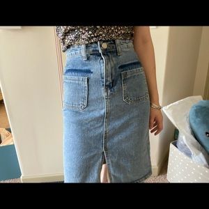 Denim pencil skirt